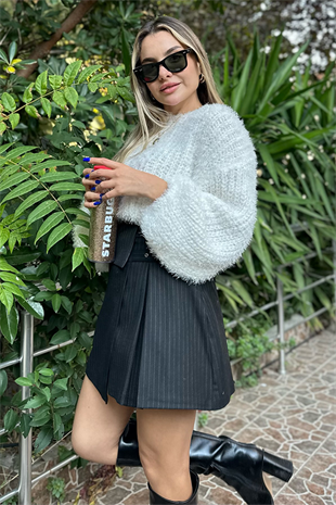 Çizgili tasarım siyah etek