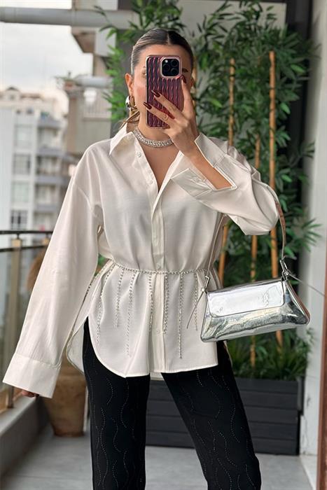 Clouds Beyaz Tensel Gömlek