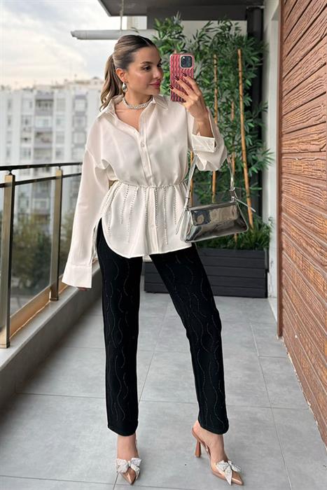 Clouds Beyaz Tensel Gömlek