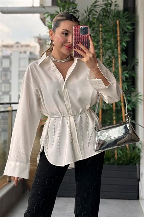 Clouds Beyaz Tensel Gömlek