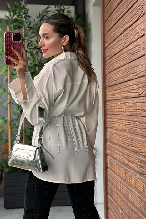 Clouds Beyaz Tensel Gömlek