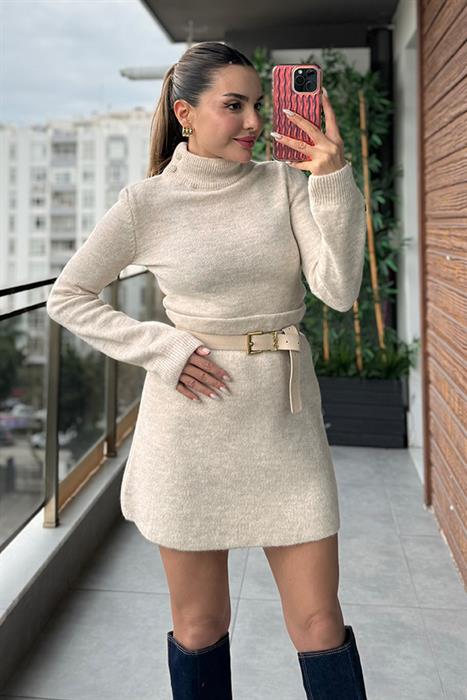 Coldness Etekli Triko Takım - Krem