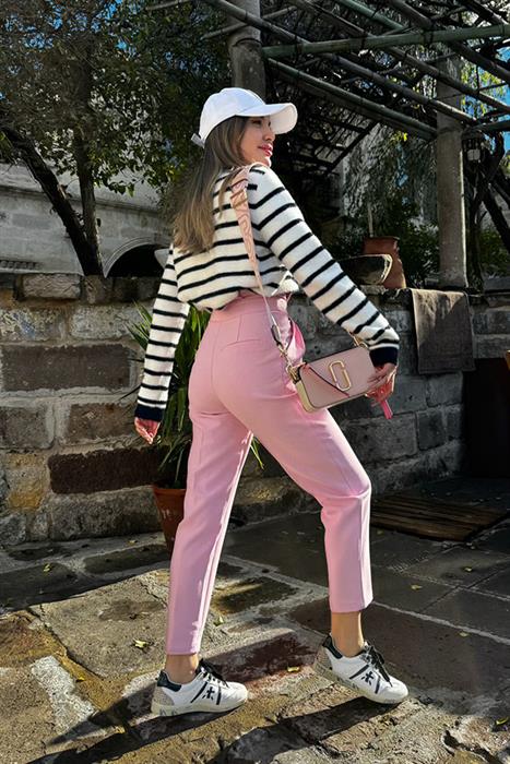 Colen Kemer Detaylı Havuç Pantolon - Pembe