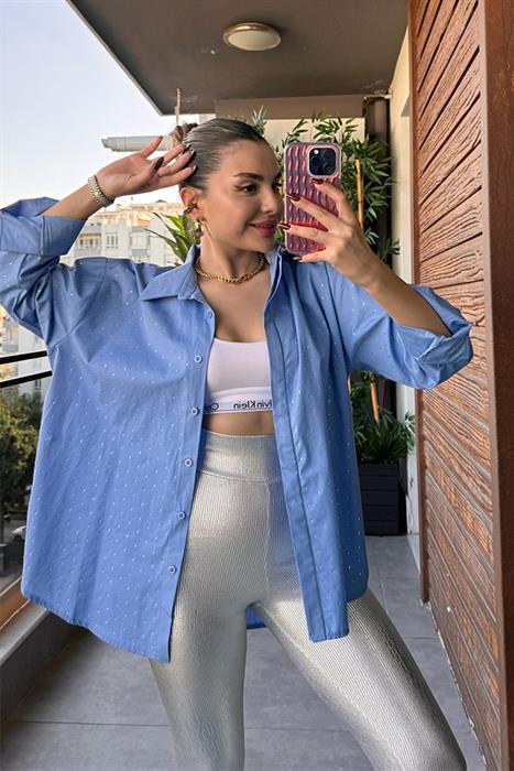 Colin Taşlı Mavi Poplin Gömlek 