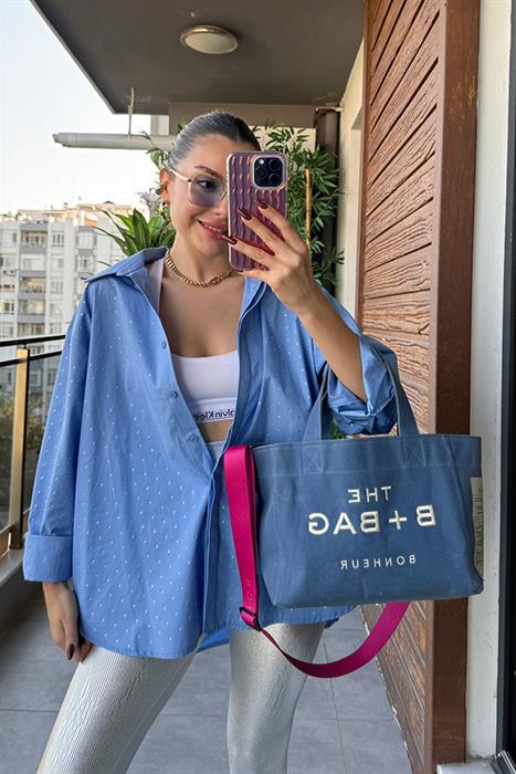 Colin Taşlı Mavi Poplin Gömlek 