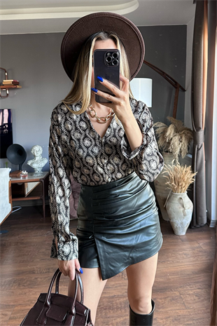 Coosy desenli ipek saten gömlek