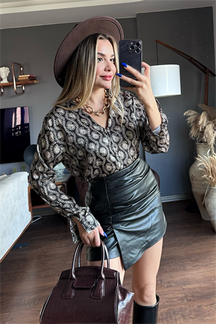 Coosy desenli ipek saten gömlek