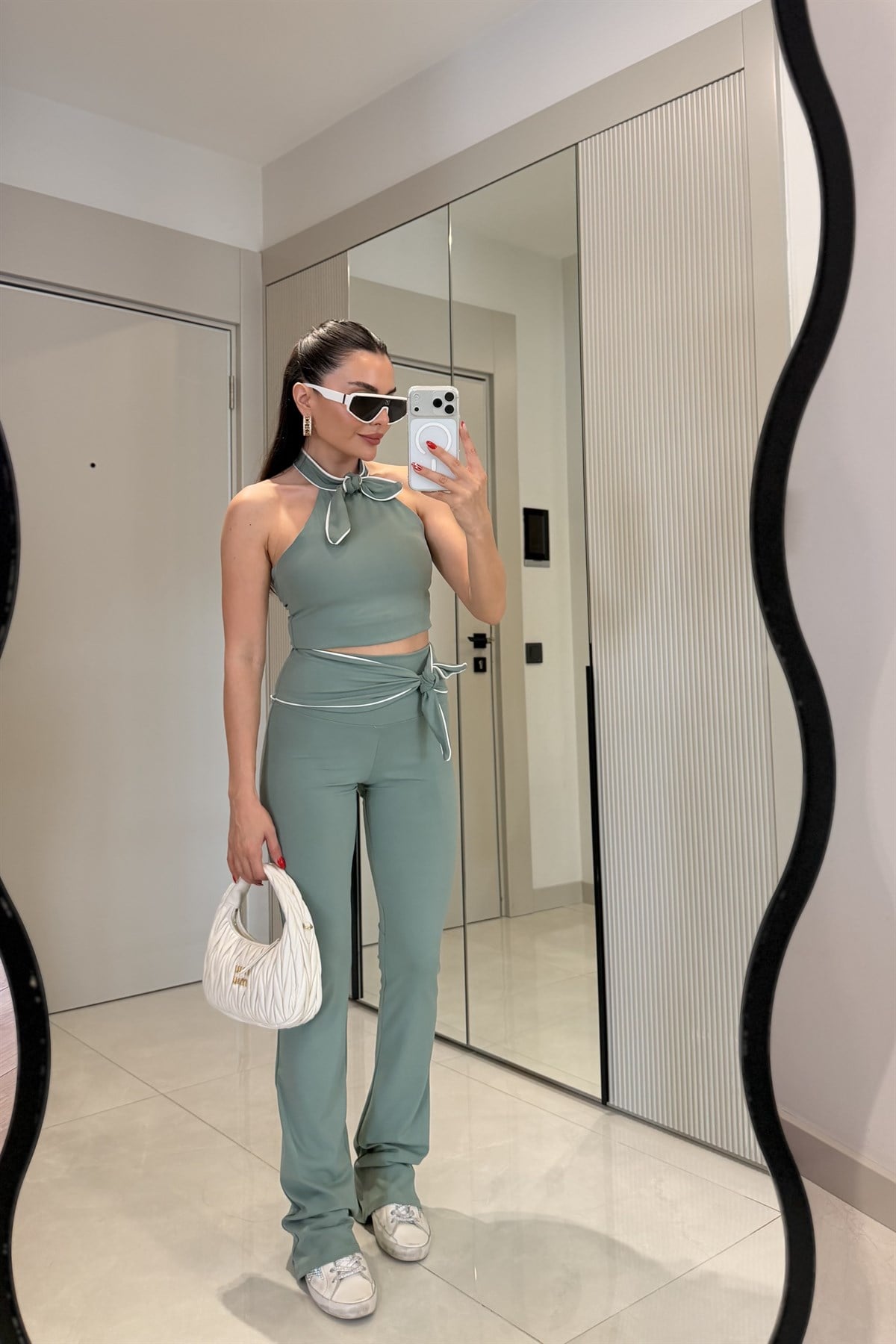 Coraline Mint Oys Fiyonk Detaylı Biyeli Takım