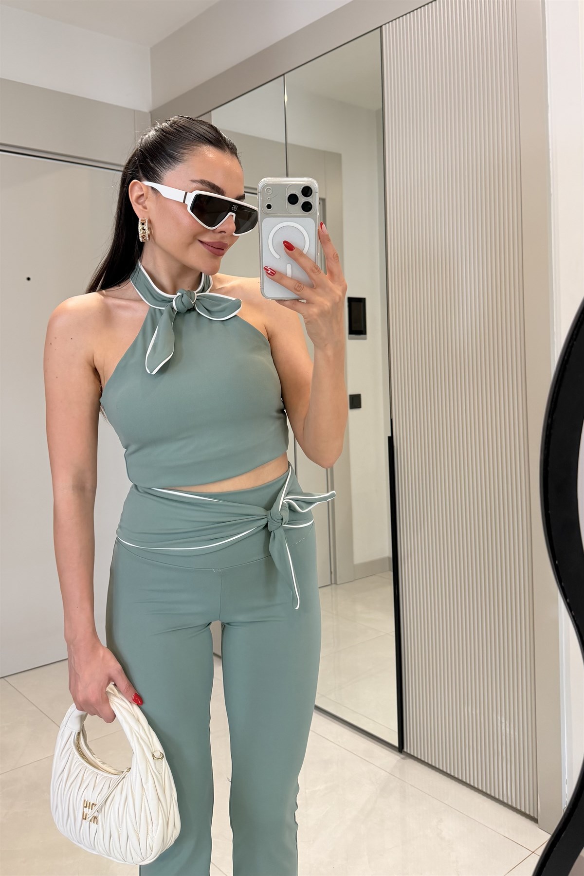 Coraline Mint Oys Fiyonk Detaylı Biyeli Takım