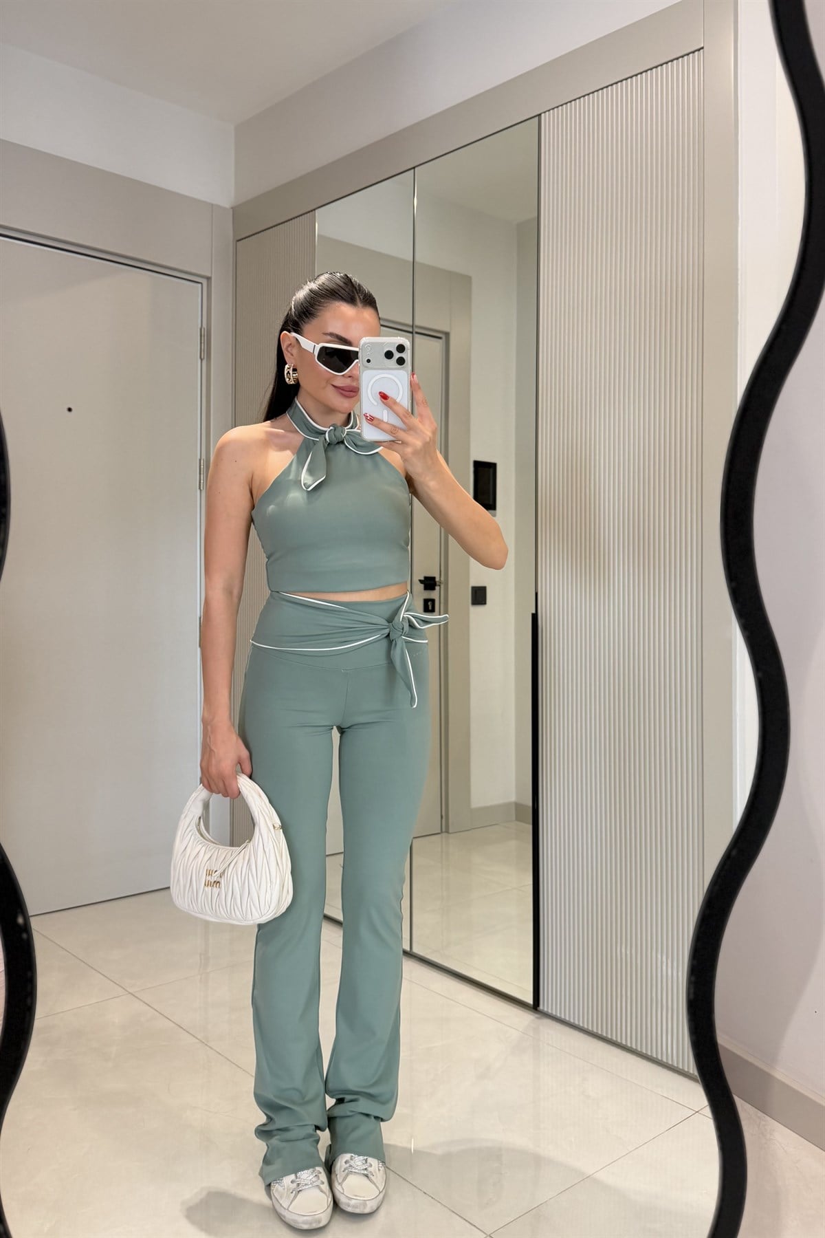 Coraline Mint Oys Fiyonk Detaylı Biyeli Takım