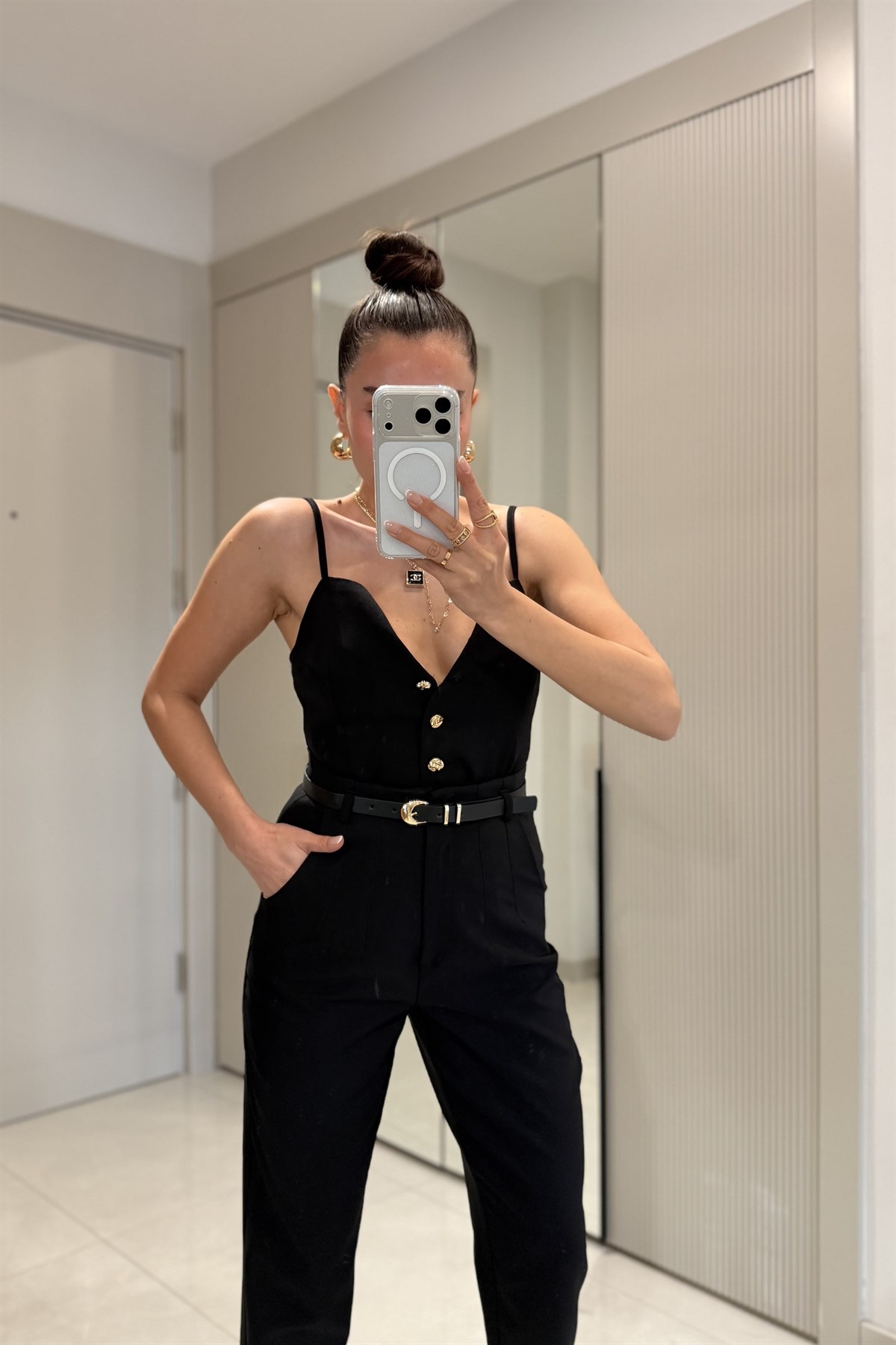 Cortex Siyah Kemerli Crop Pantolon Takım