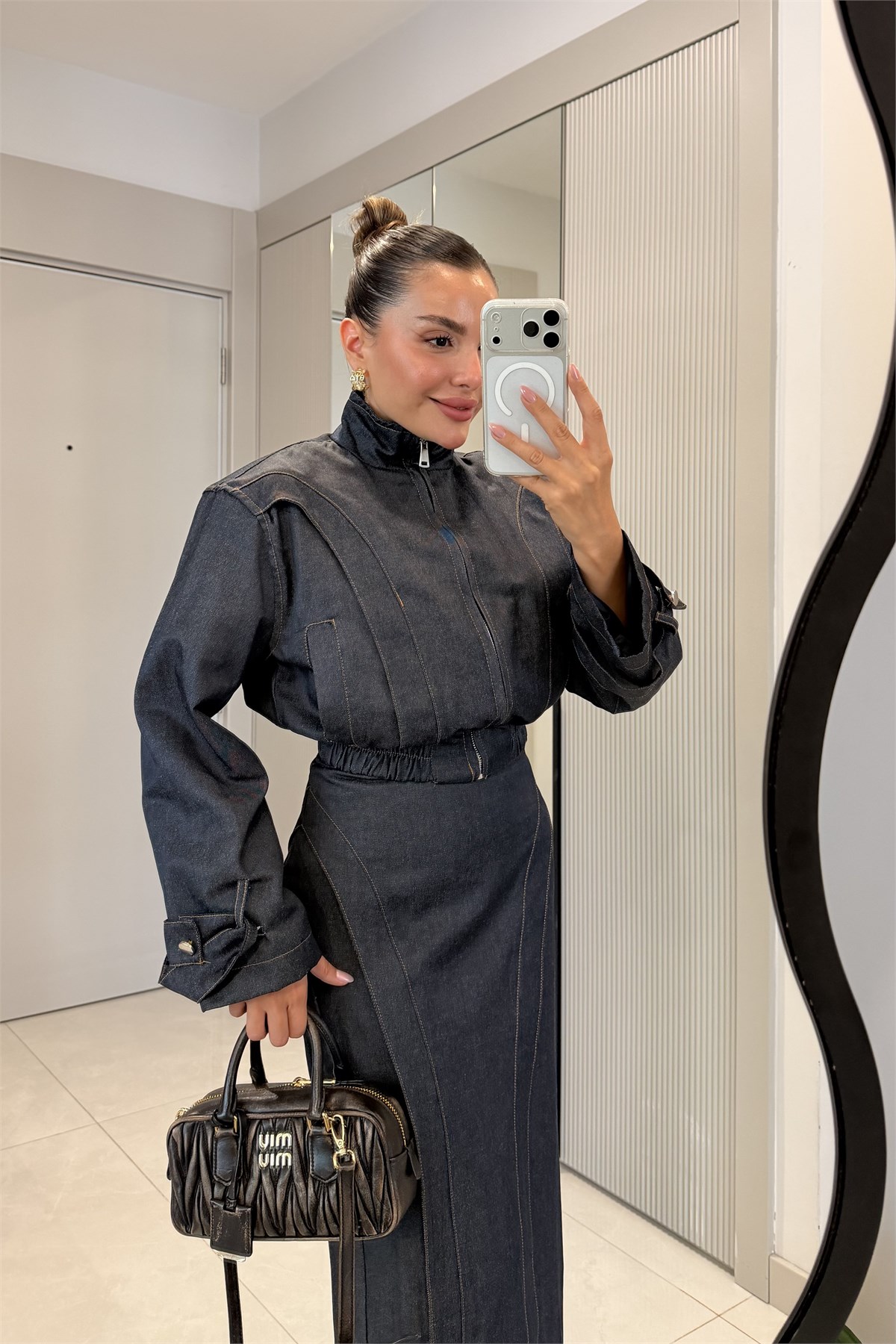 Cosima Üçlü Denim Etek Takım