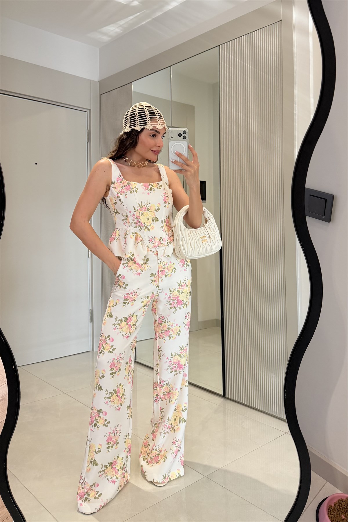 Couple Çiçek Desen Büstiyer Pantolon Takım