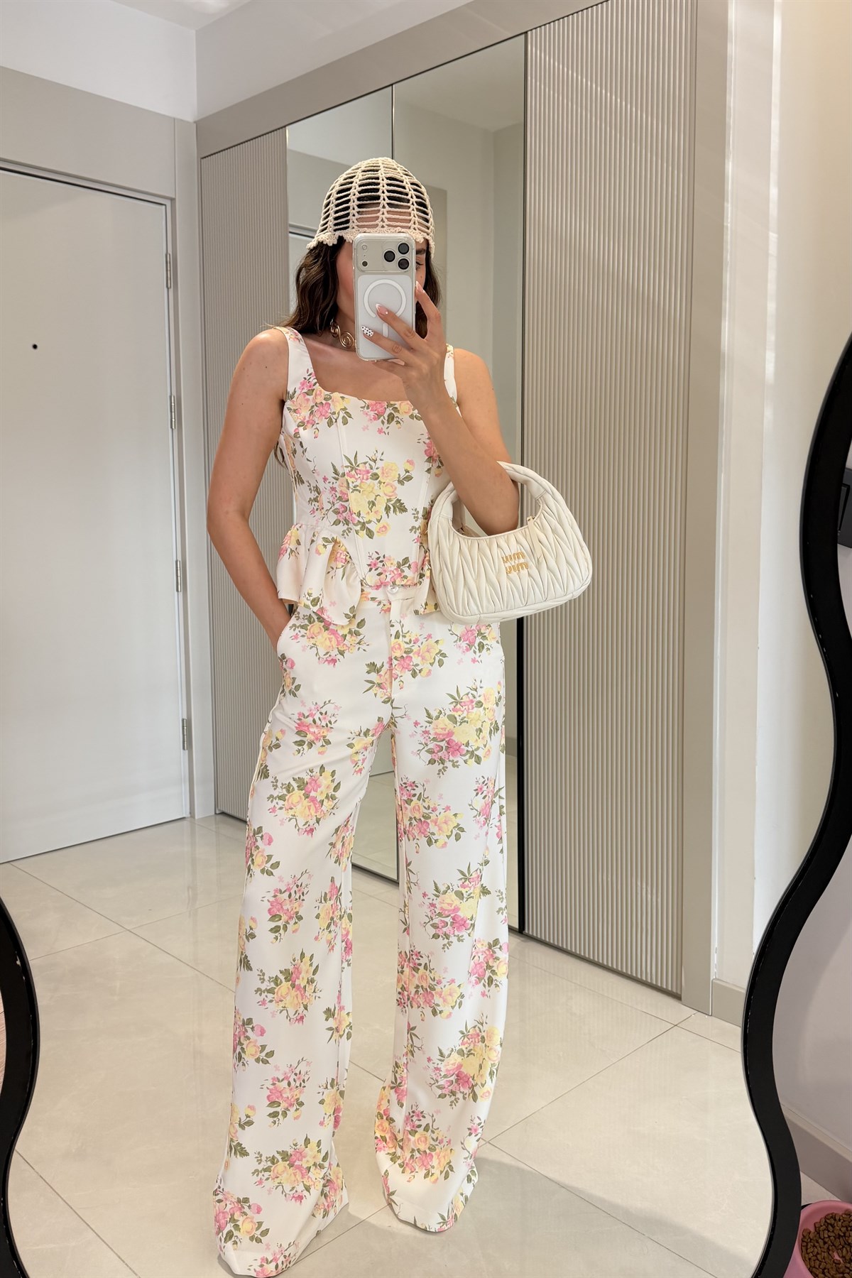 Couple Çiçek Desen Büstiyer Pantolon Takım
