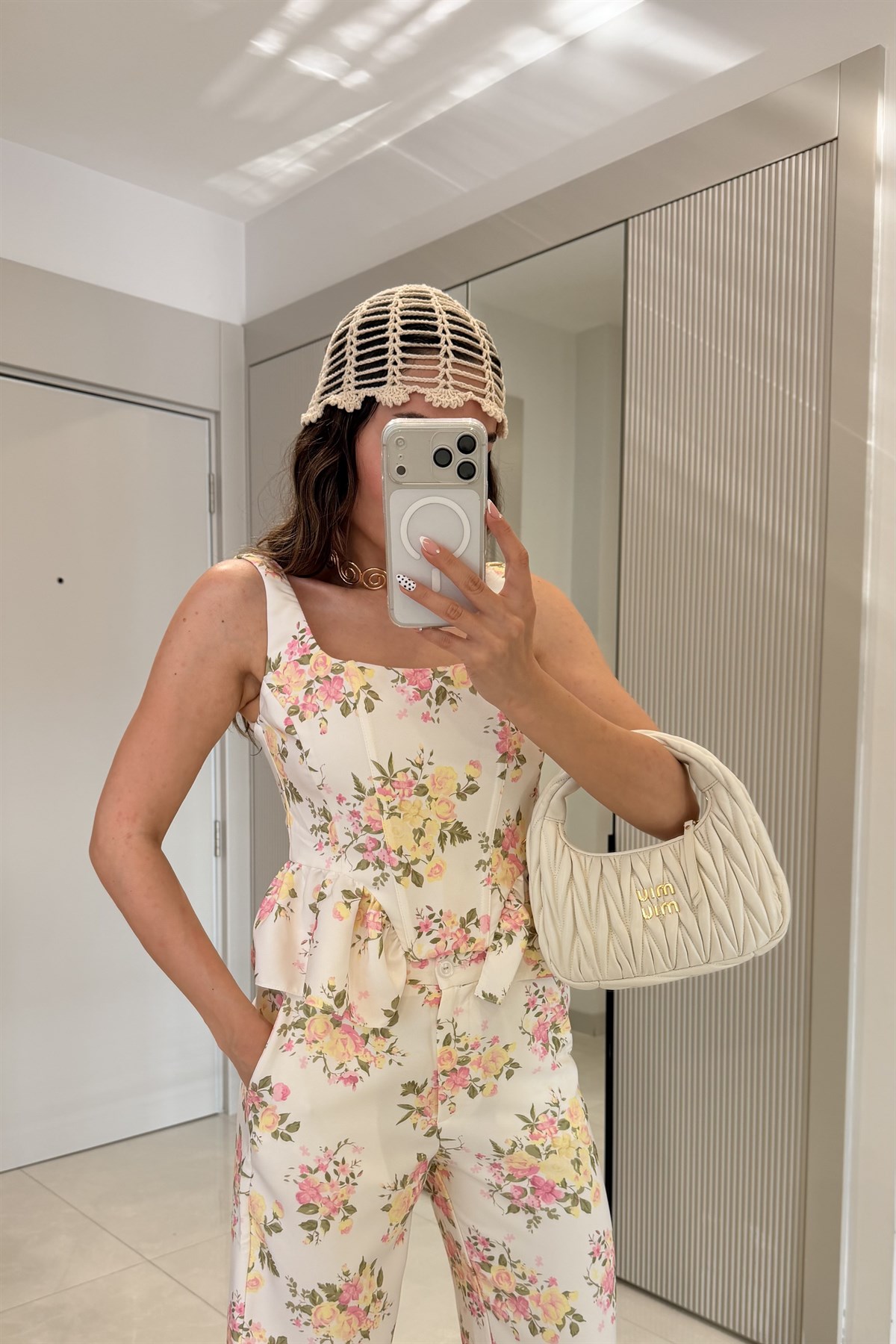 Couple Çiçek Desen Büstiyer Pantolon Takım