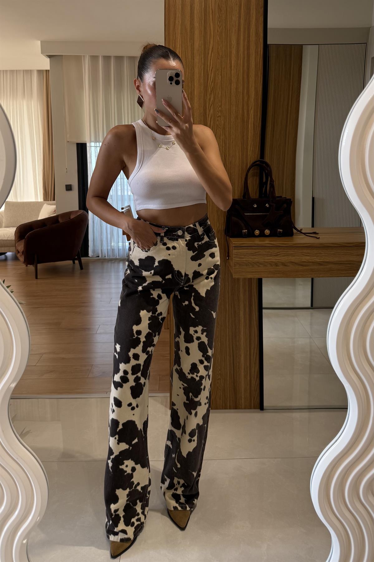 Cowe Dalmaçyalı Desenli Jean