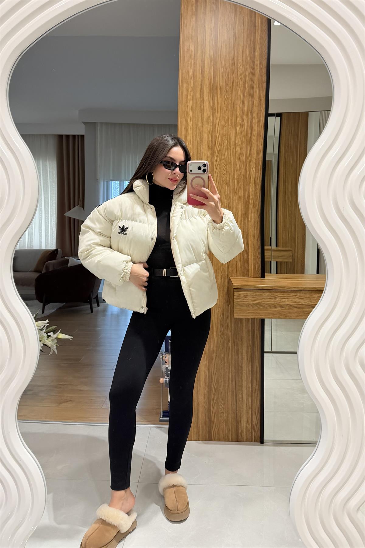 Crash Beyaz Şeritli Şişme Mont