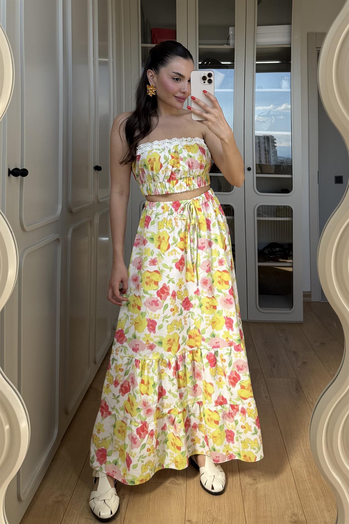 Craven Çiçekli Etekli Takım