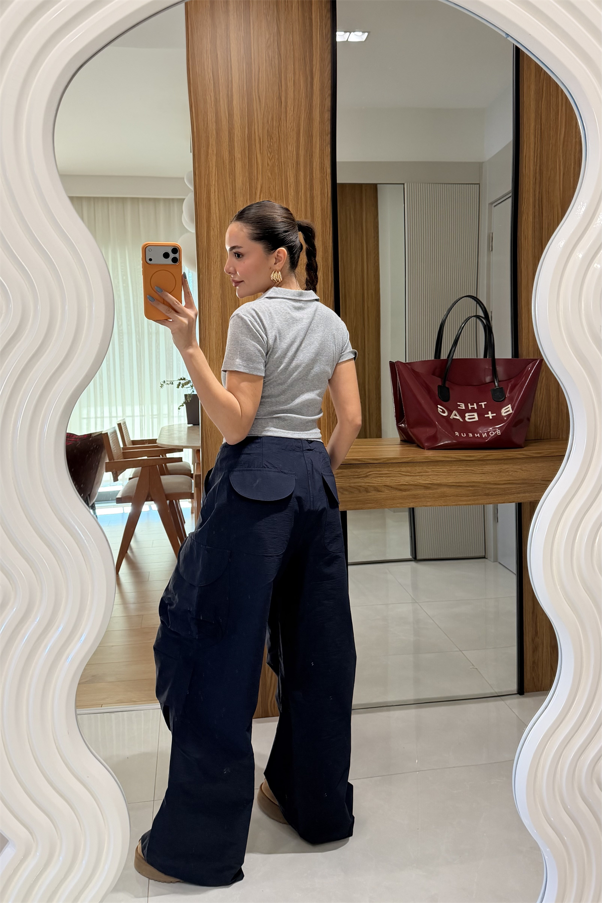 Crepal Lacivert Baggy Kargo Pantolon
