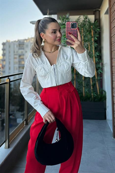 Cute Beyaz Korse Gömlek