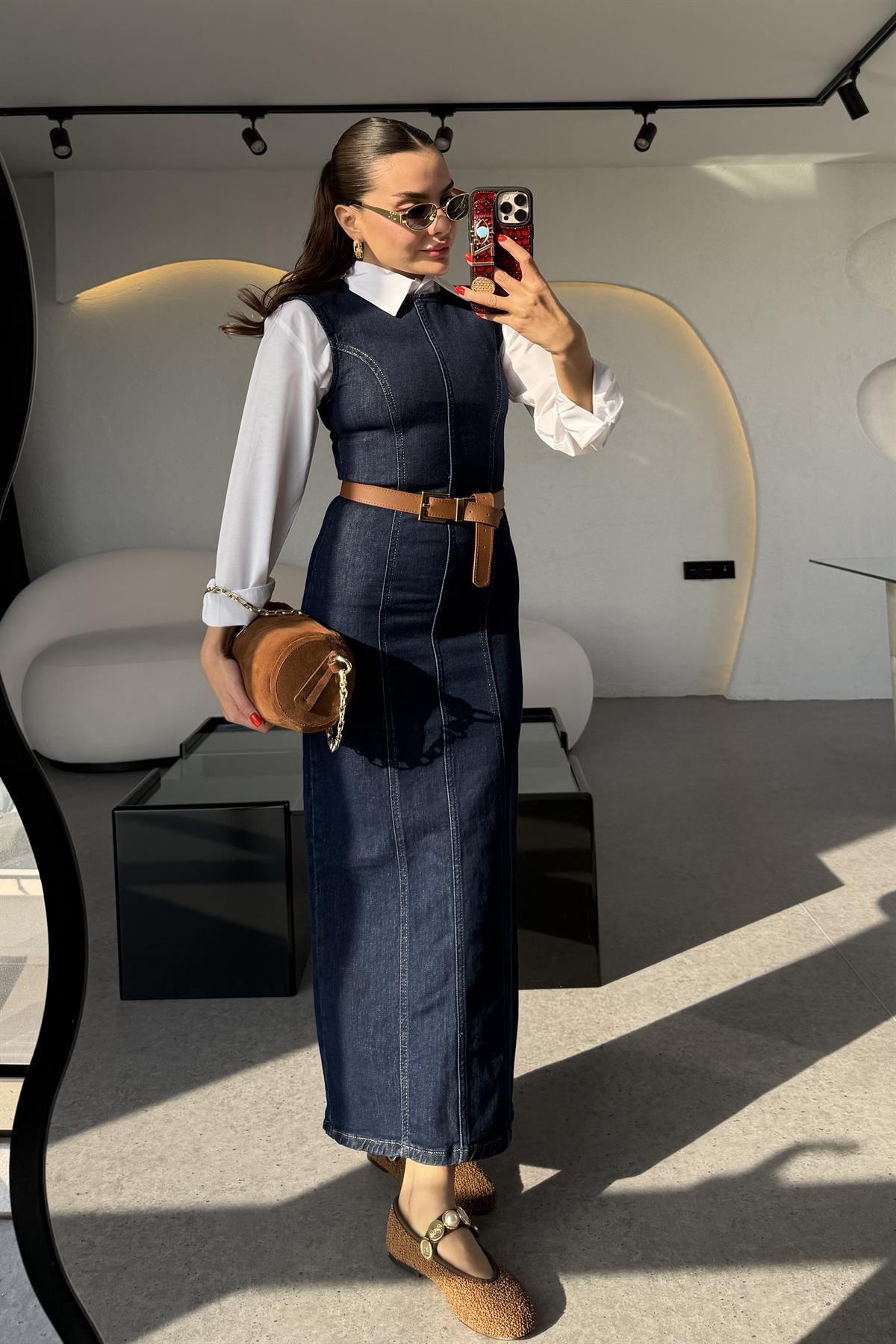 Dalia Denim Kolsuz Kalem Elbise