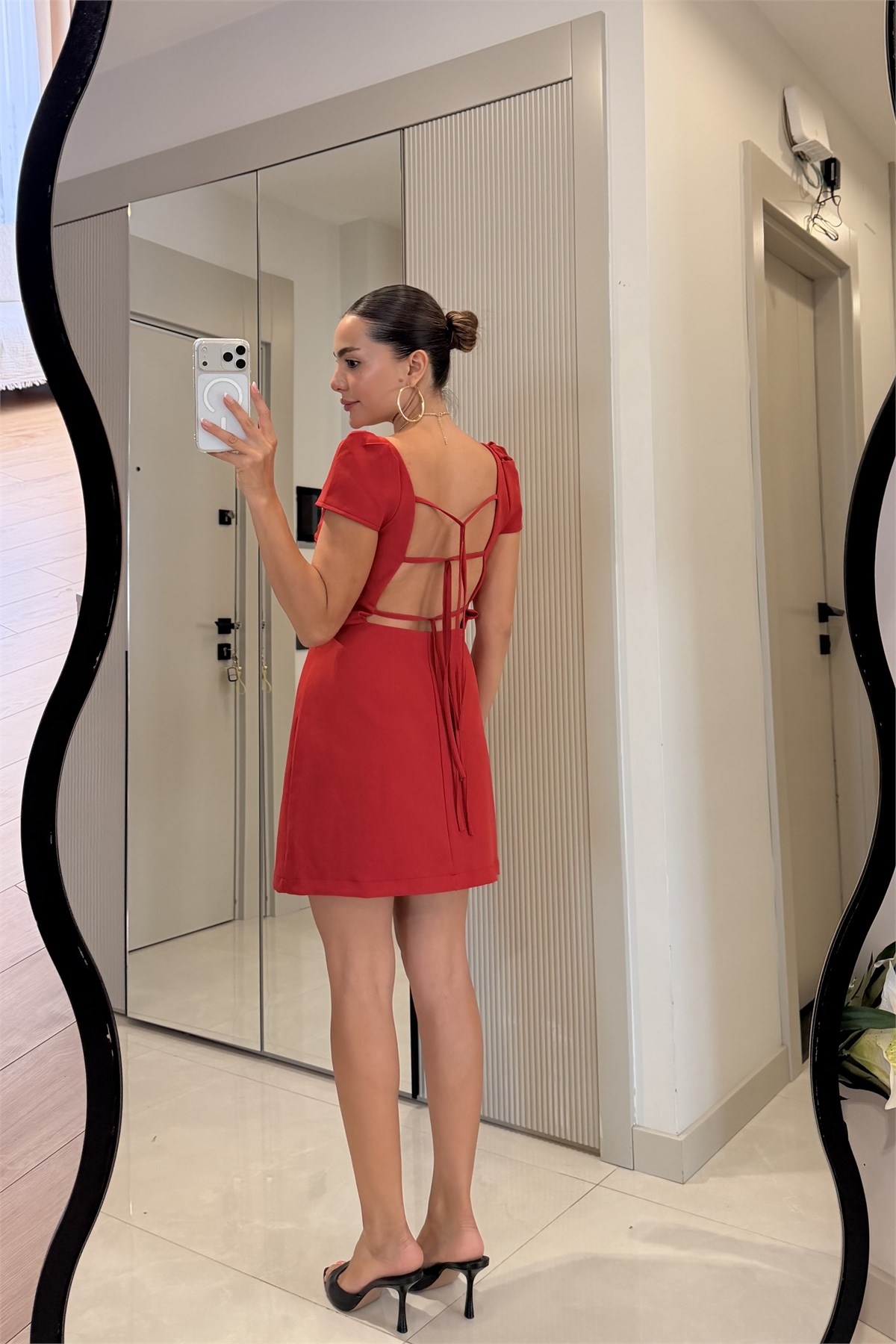 Danica Kırmızı Sırt Dekolteli Mini Elbise
