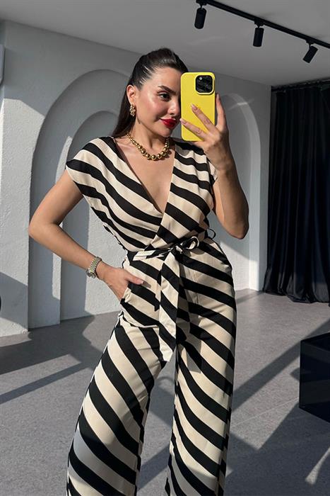 Danika Çizgili Kuşaklı Tulum