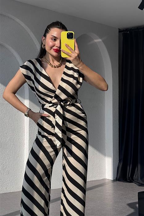 Danika Çizgili Kuşaklı Tulum