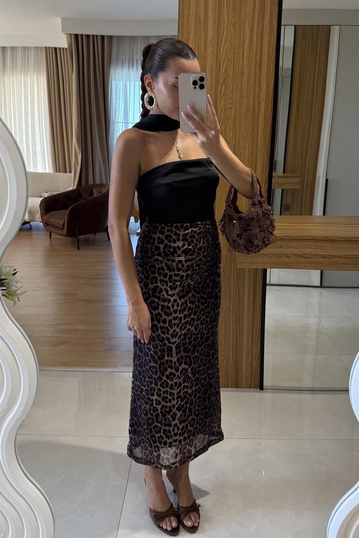 Danny Leopar Astarlı Etek