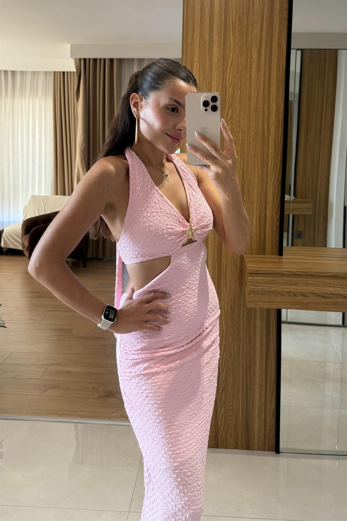 Darel Pembe Deniz Yıldızı Aksesuarlı Elbise