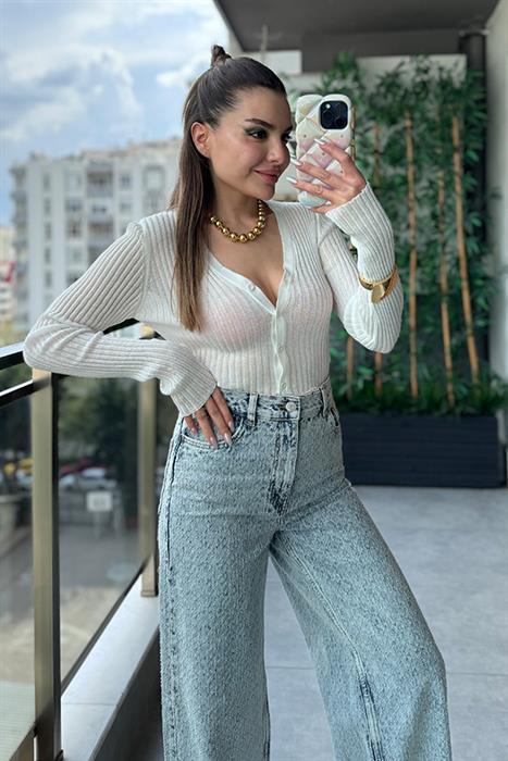 Dary Kısa Transparan Hırka - Beyaz