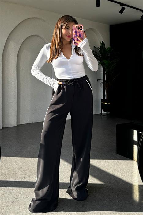 Dativus Siyah Şeritli Modal Eşofman Altı 