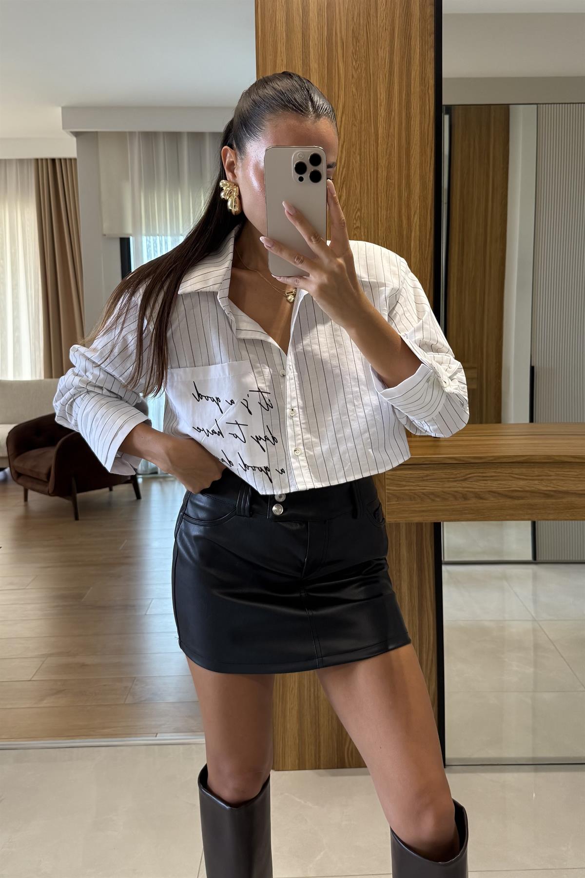 Deire Çizgili Vatkalı Gömlek