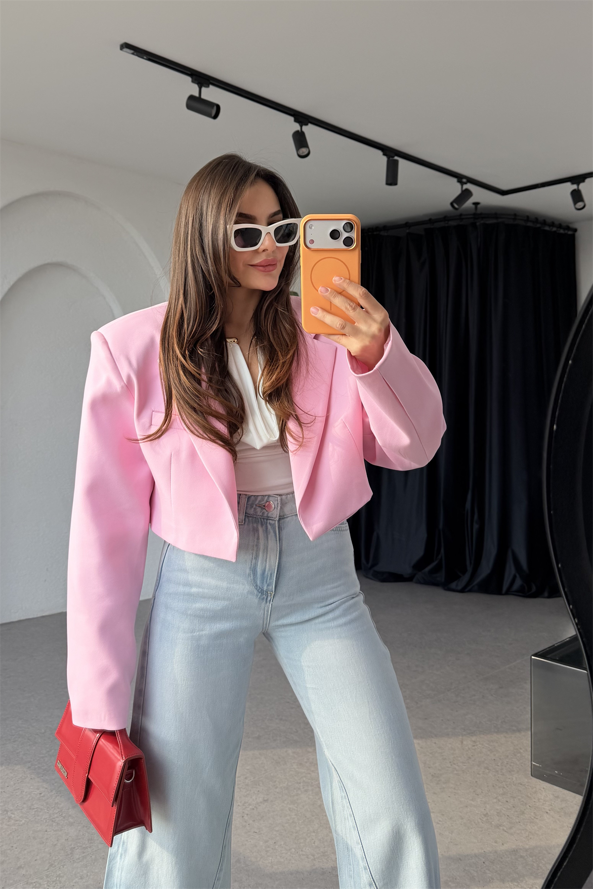 Denhaag Pembe Premium Vatkalı Mini Ceket