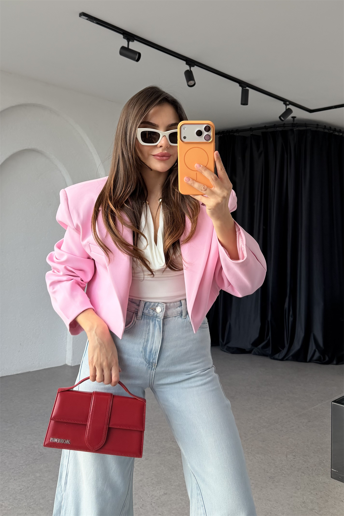 Denhaag Pembe Premium Vatkalı Mini Ceket