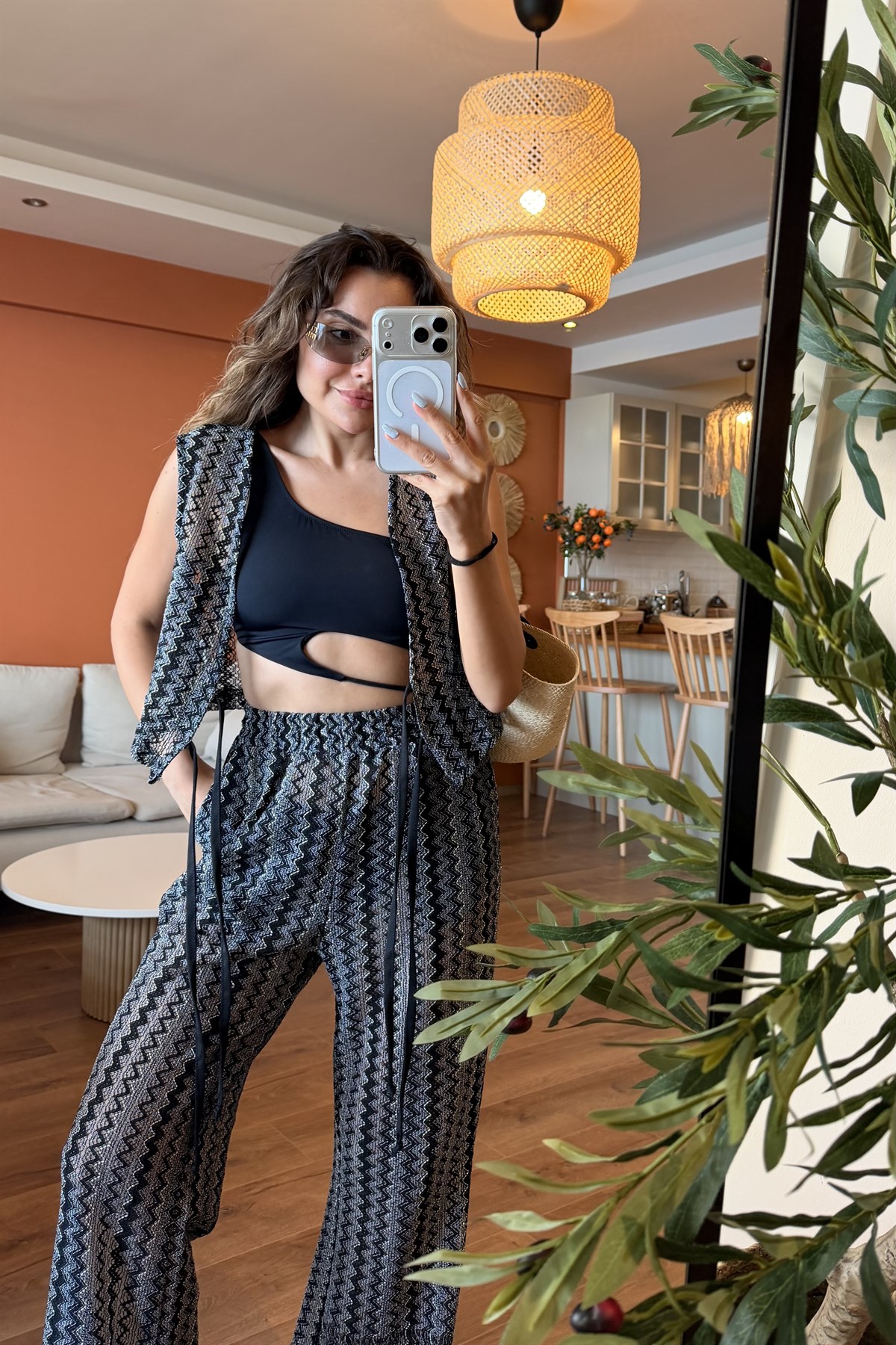 Denny Zikzak Desen Beachwear Takım