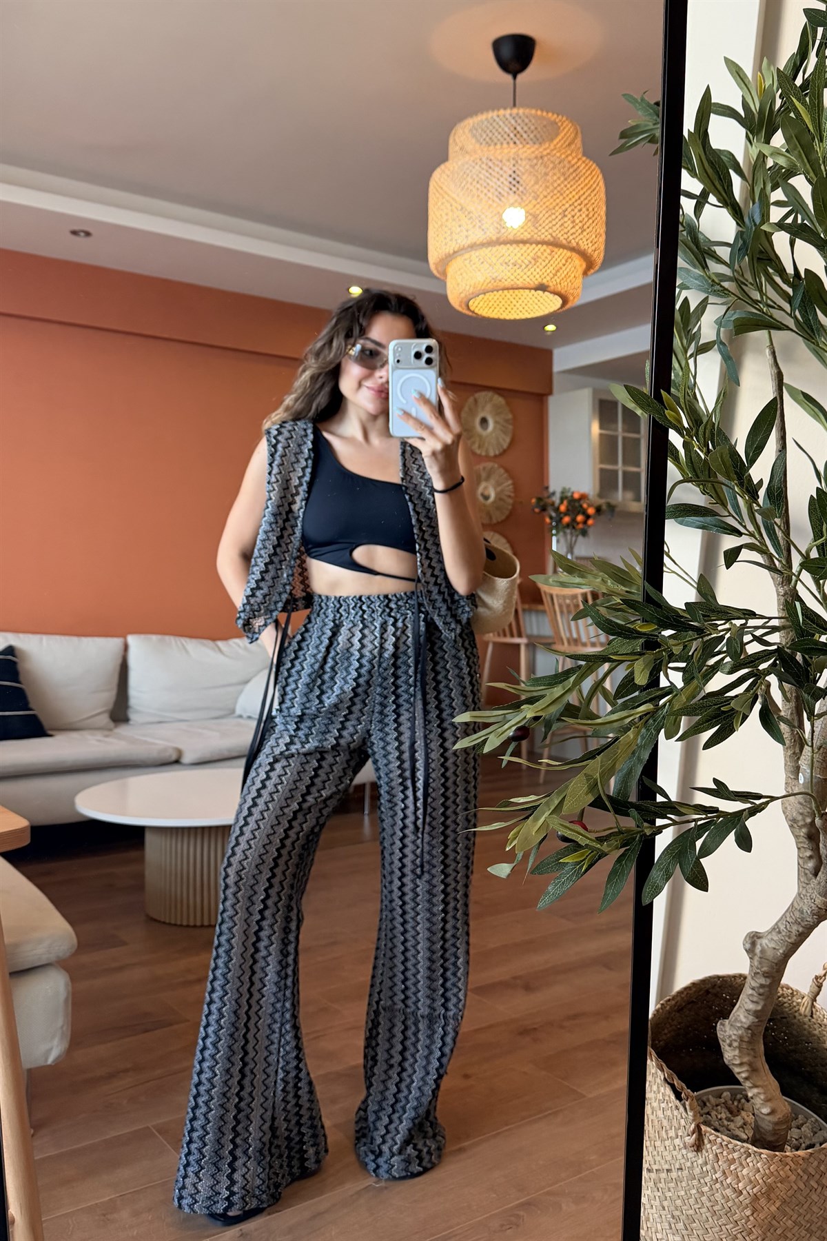 Denny Zikzak Desen Beachwear Takım