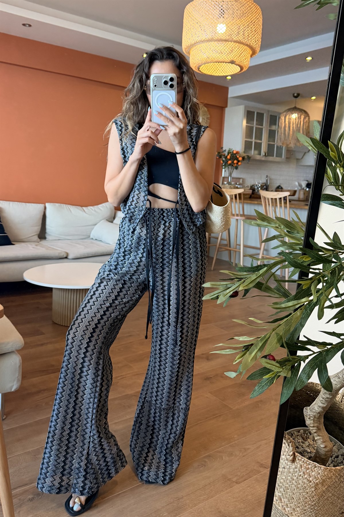 Denny Zikzak Desen Beachwear Takım