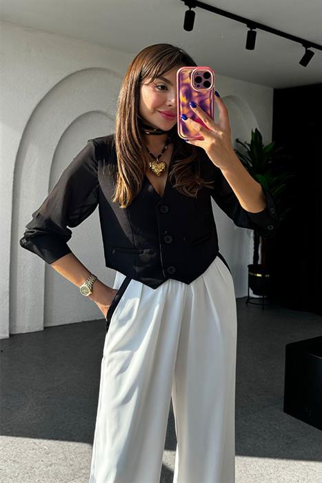 Dens Kolları Trasparan Düğmeli Gömlek 