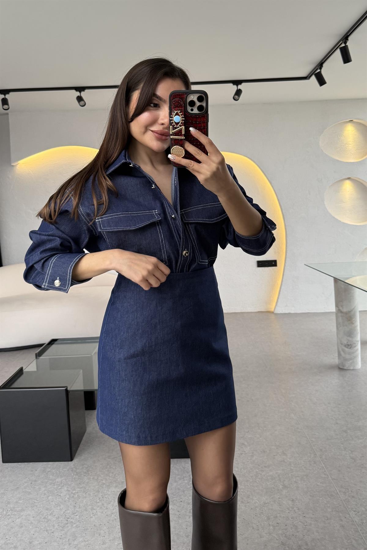 Enrico Mini Denim Etek 