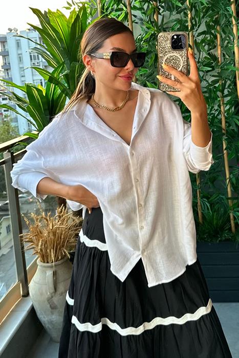 Dewy Robalı Oversize Gömlek