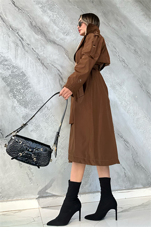 Dıanna kahve karamel çift renk trençkot