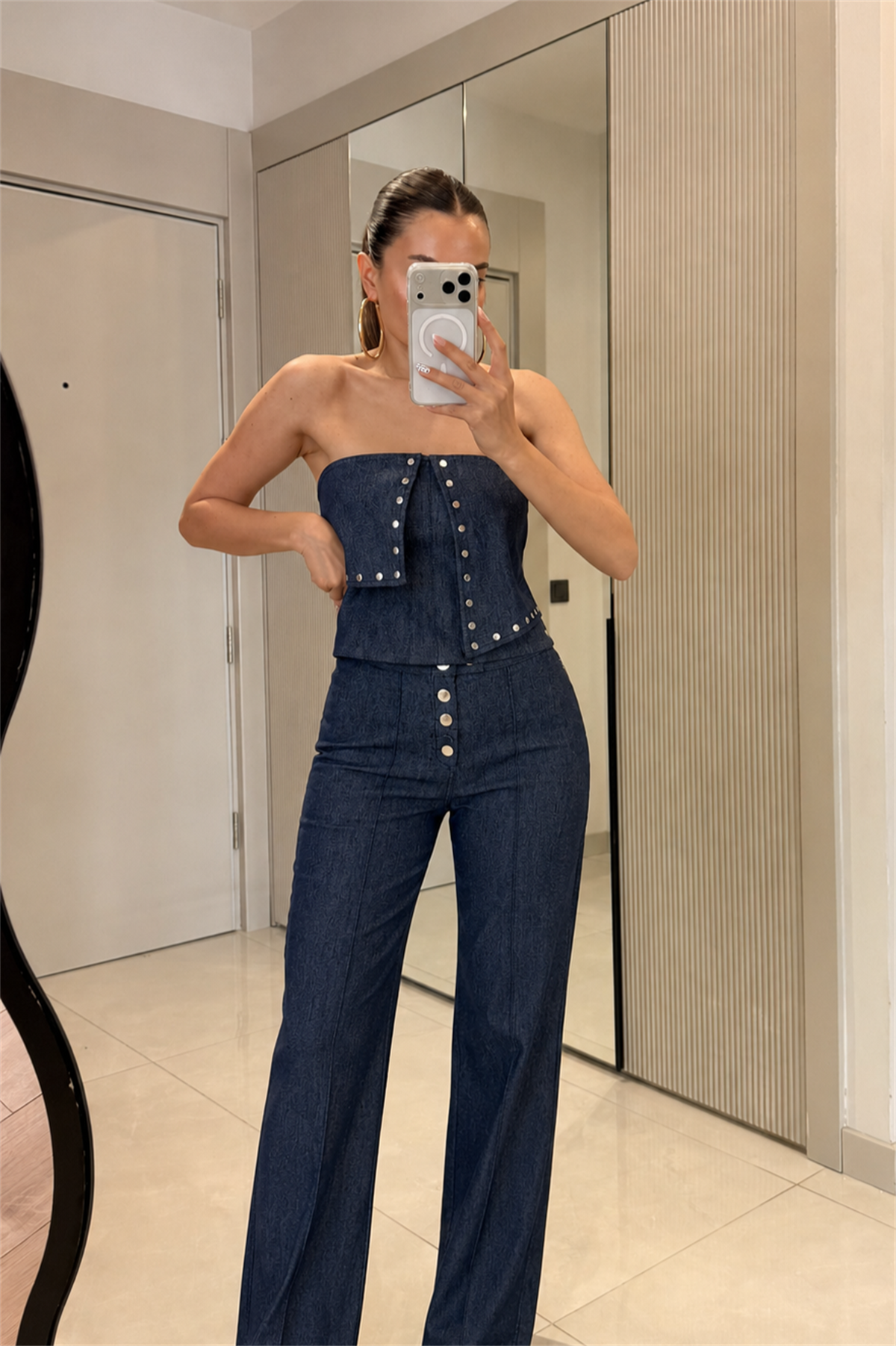 Dienmo Straplez Denim Takım 