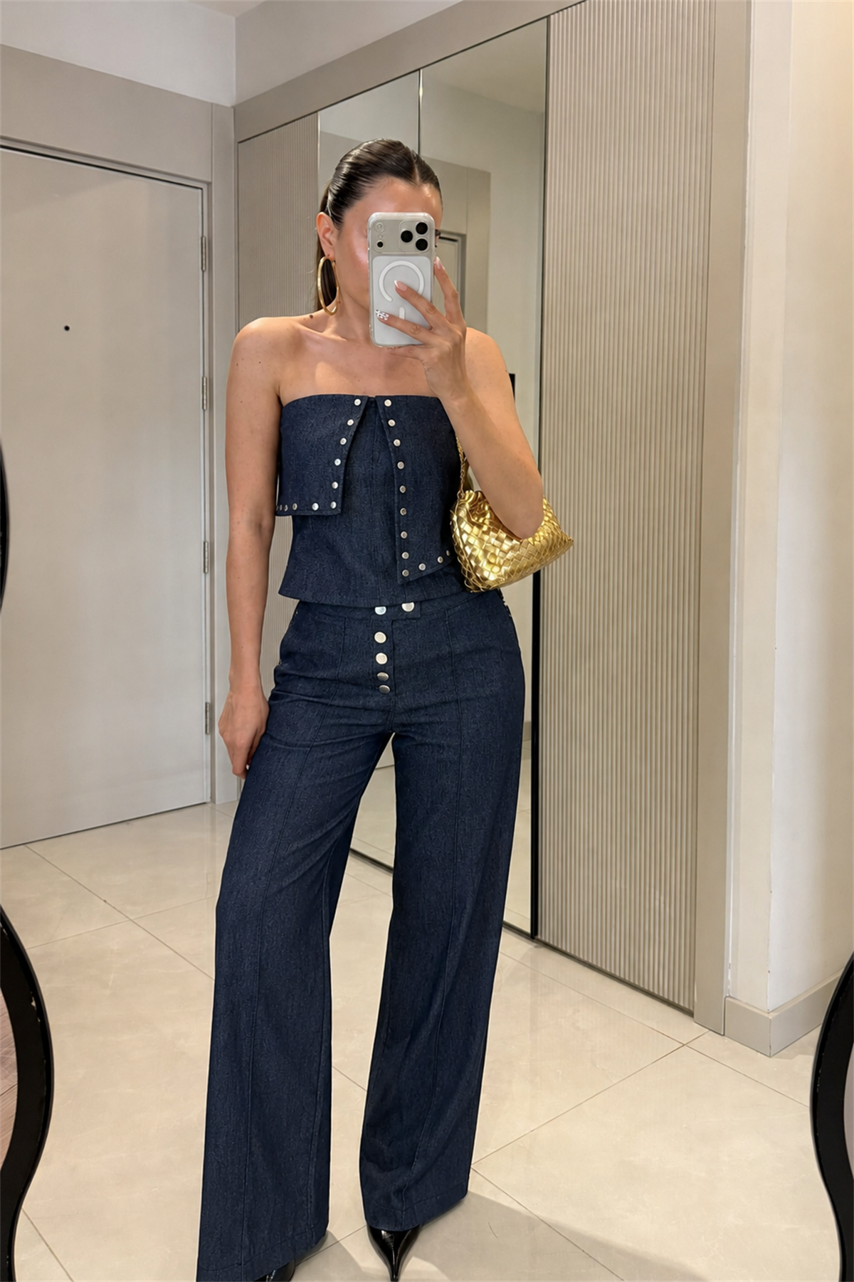 Dienmo Straplez Denim Takım 