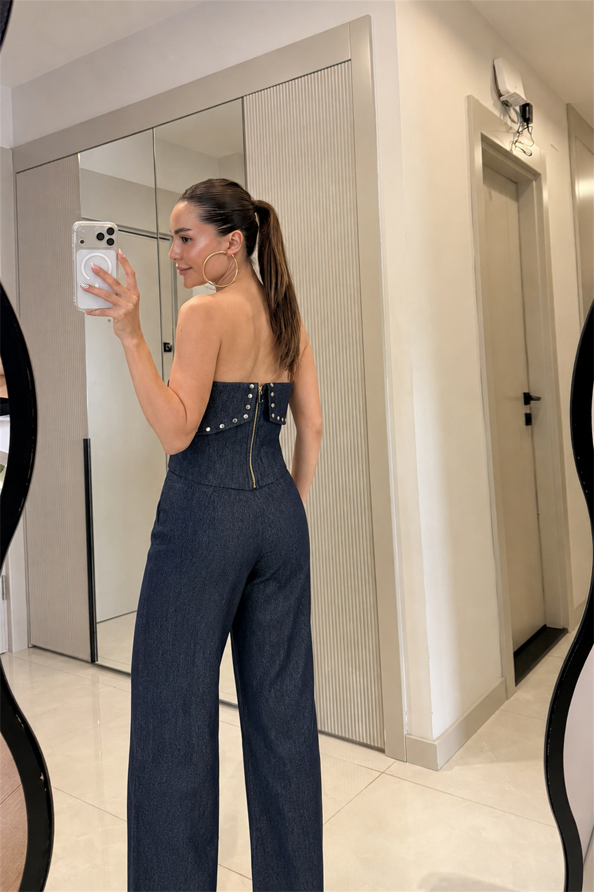 Dienmo Straplez Denim Takım 