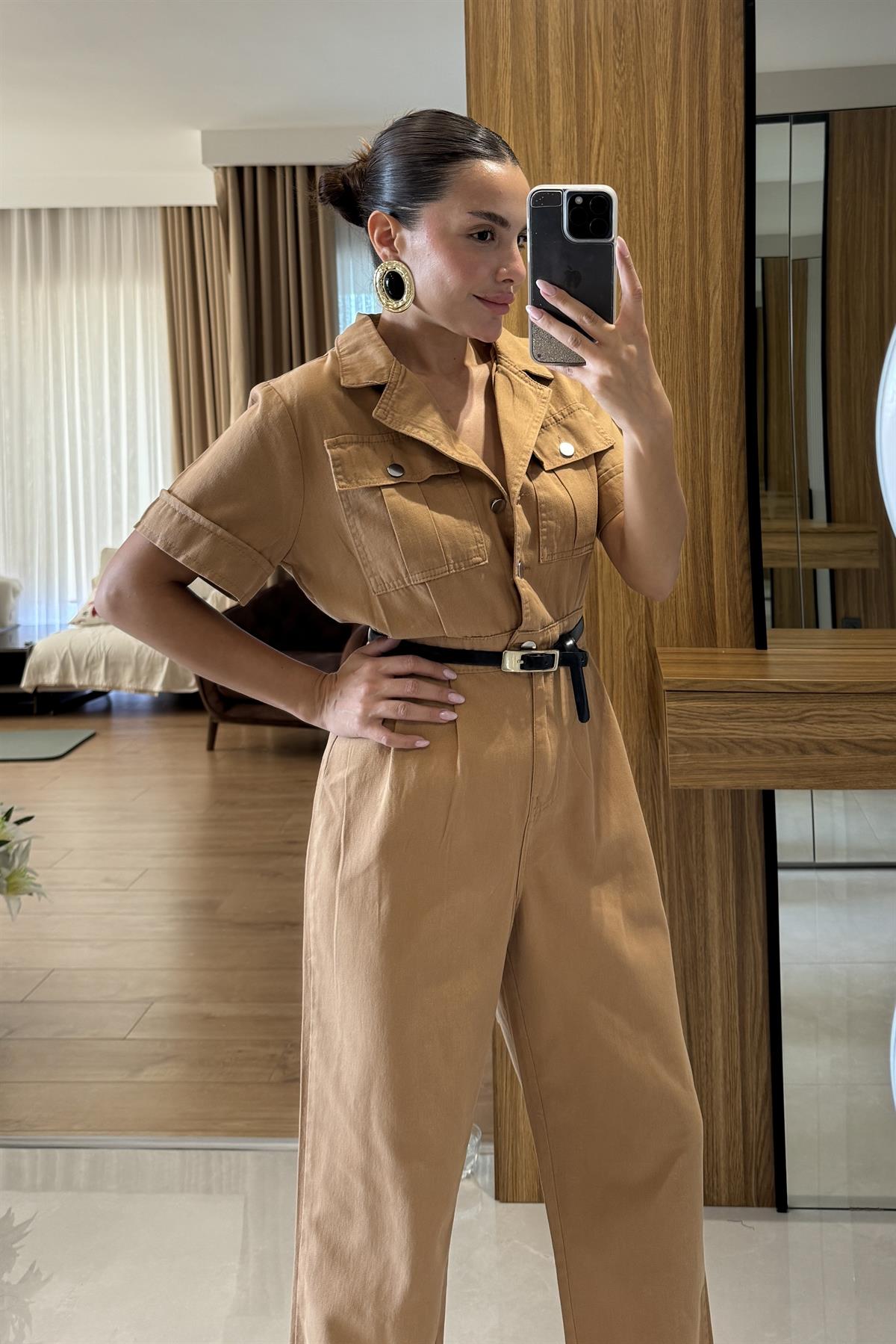 Diesel Kahverengi Cep Detaylı Tulum