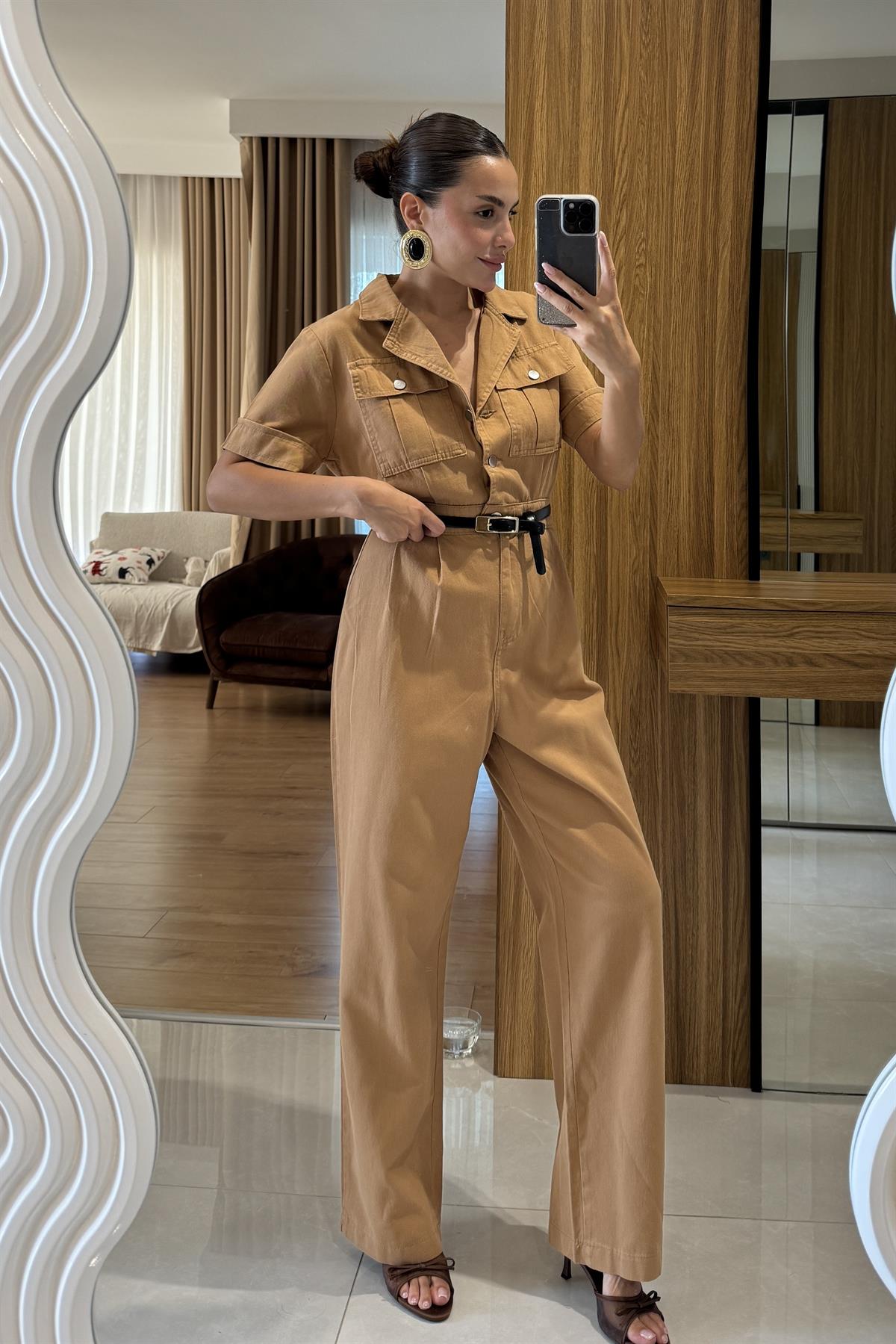 Diesel Kahverengi Cep Detaylı Tulum