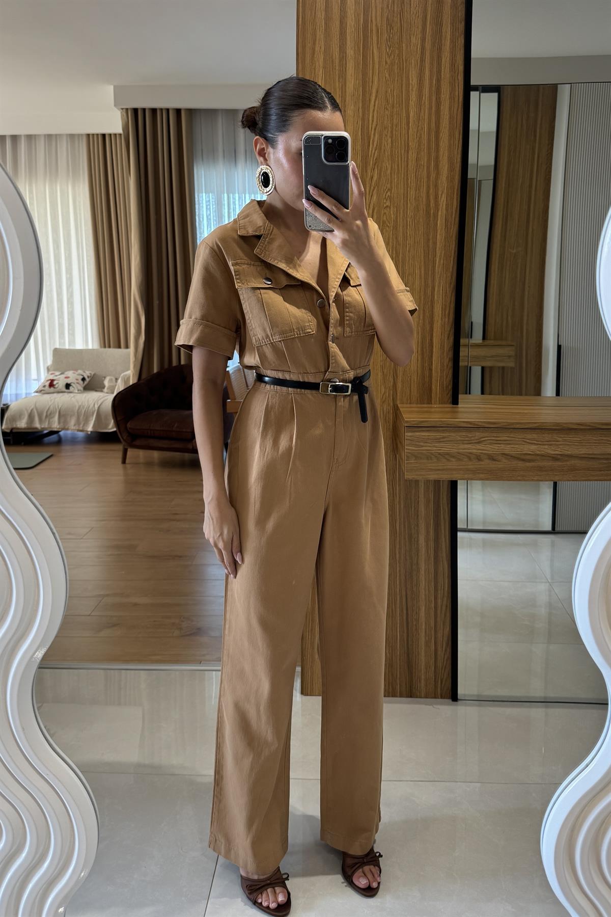 Diesel Kahverengi Cep Detaylı Tulum