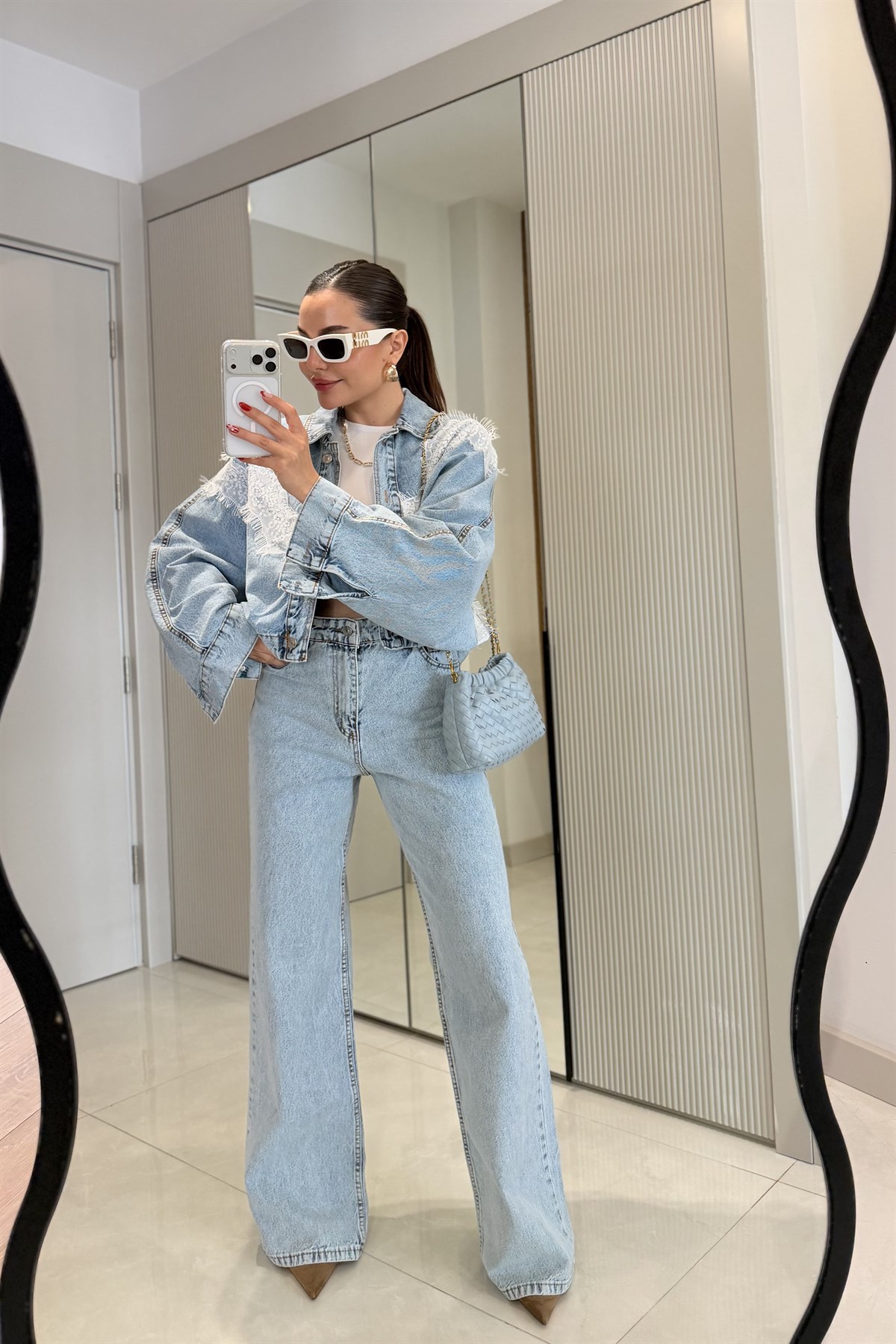Dobbie Dantel Detaylı Denim Takım