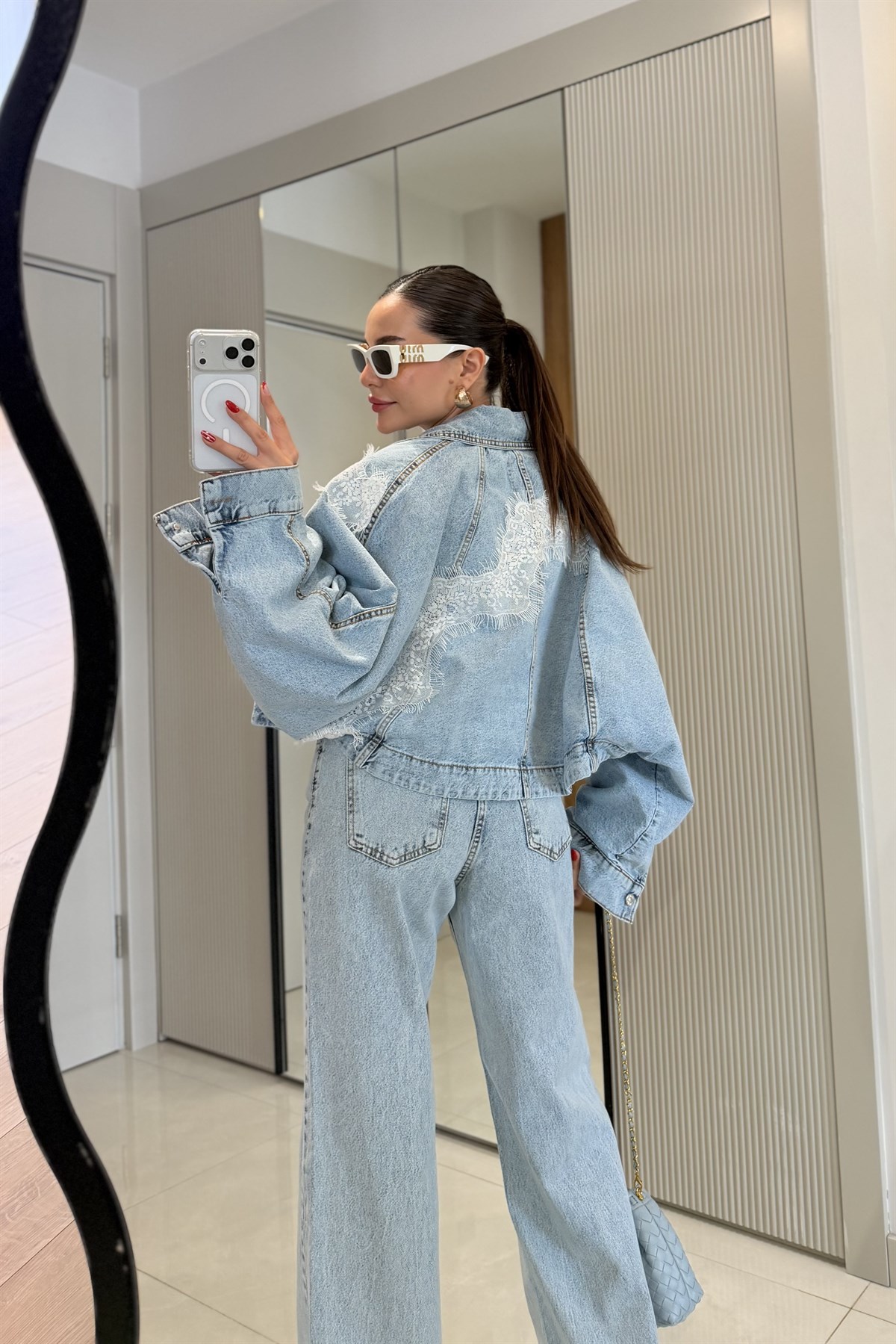 Dobbie Dantel Detaylı Denim Takım